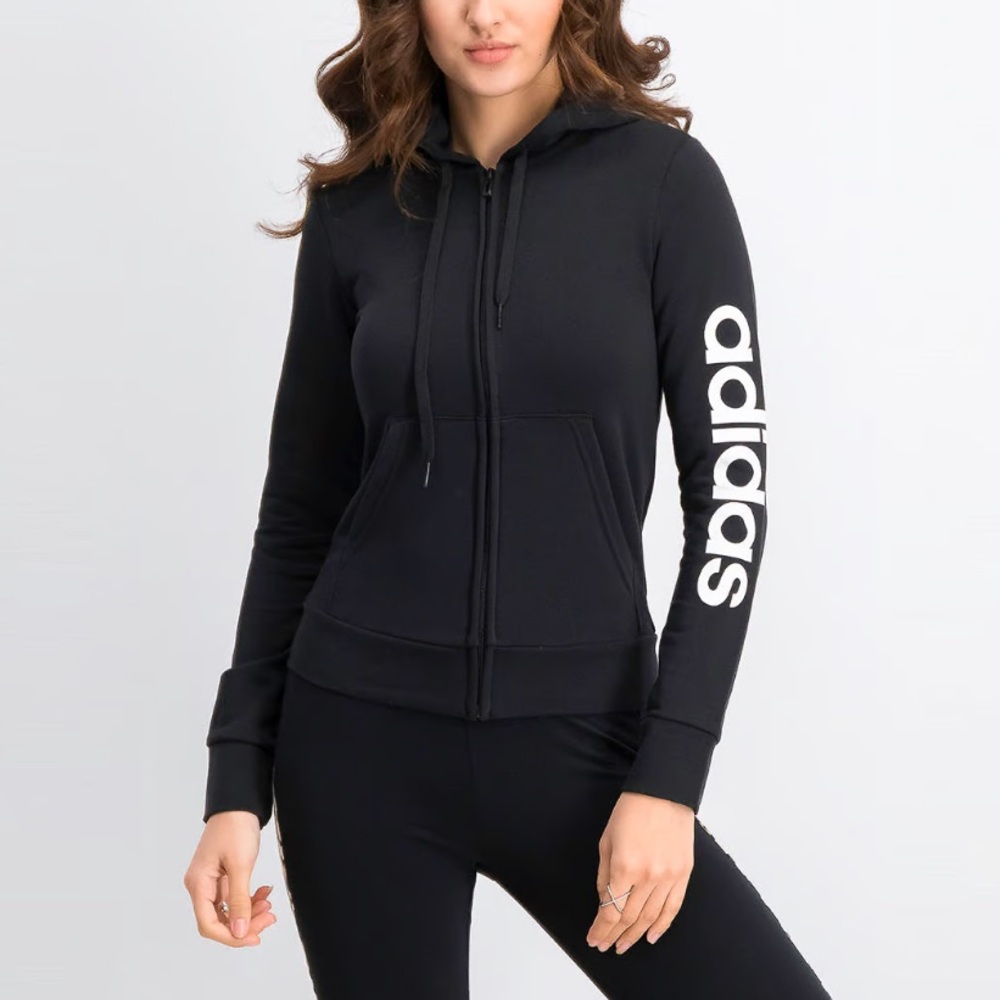 Adidas hooded track jacket in black